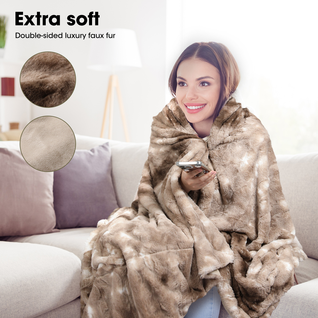 Dreamz Throw Blanket Luxury Tie-dyed Fleece Faux Fur Bed Sofa 500GSm Thick Soft - Picture 15 of 58