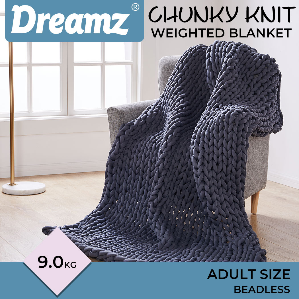 Dreamz Knitted Weighted Blanket Chunky Bulky Knit Throw Blanket Sofa Bed 6.5/9KG - Picture 17 of 17