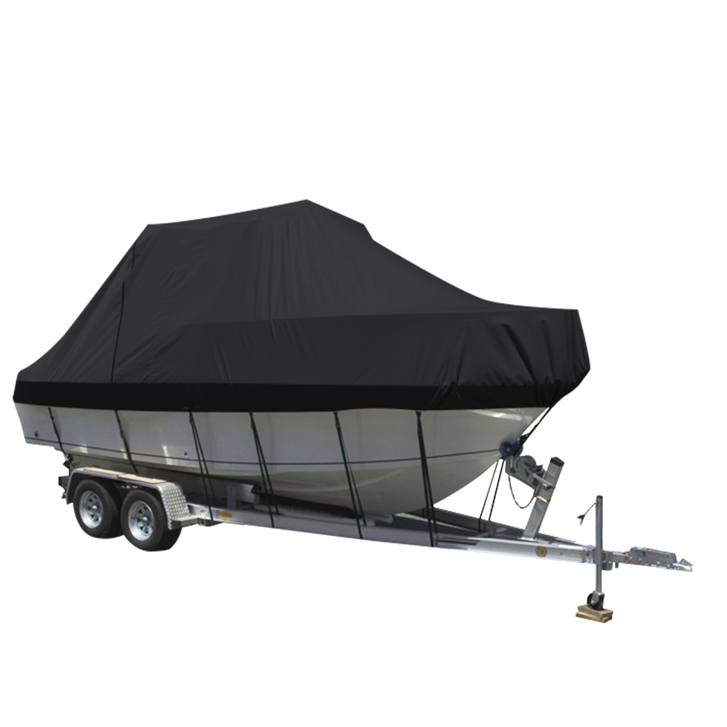 TopSellers-Boat Cover Black 14-16FT - Weatherproof  UV Resistant  Heavy Duty