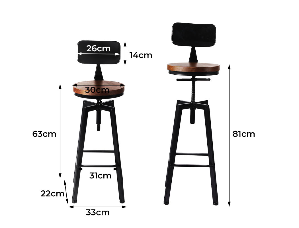 Levede 1x/2x/4x Bar Stool Barstools Kitchen Wooden PU Industrial Swivel Chair - Picture 30 of 74