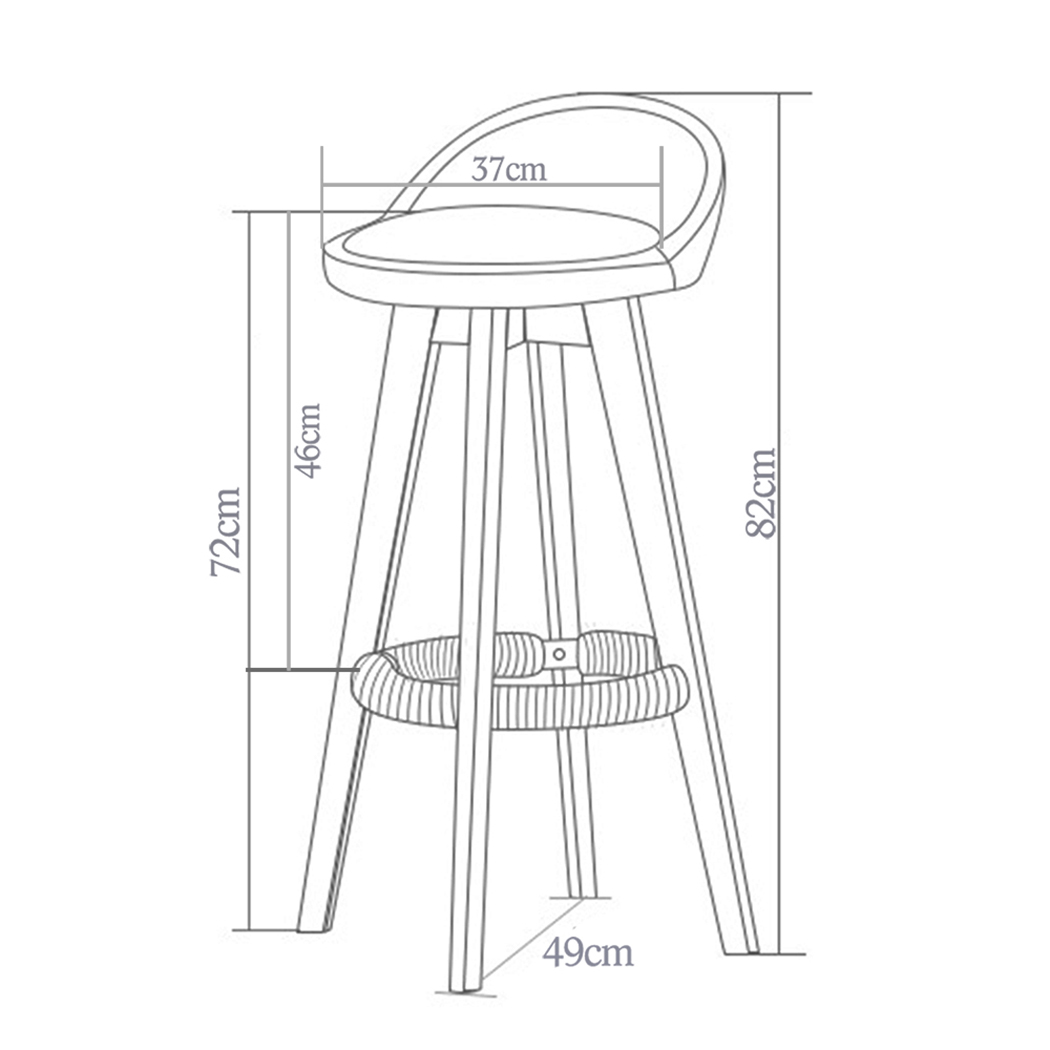 Levede 2xBar Stools Chairs Swivel Barstools Kitchen Wooden Fabric Counter Stool