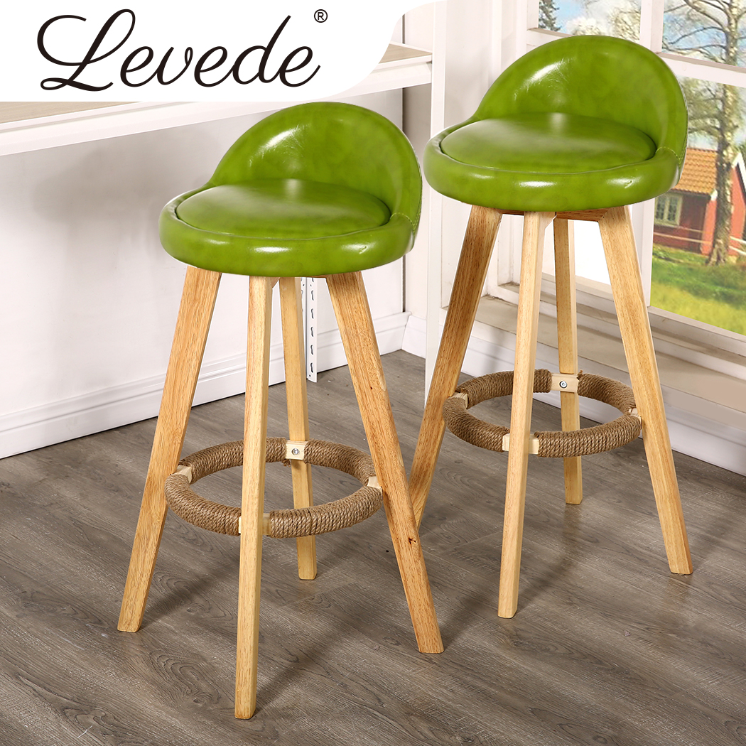 4x Leather Swivel Bar Stool Kitchen Stool Dining Chair Barstools Green