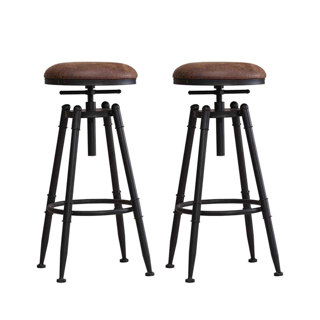 TopSellers-Industrial Bar Stools - Vintage Metal Adjustable Height Set of 2