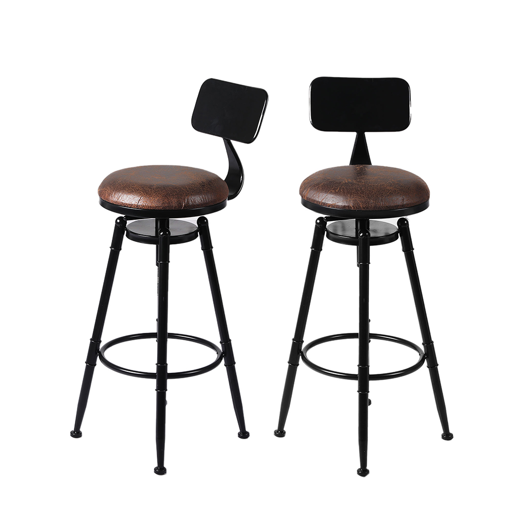 TopSellers-Wooden Bar Stool Set of 2 - Adjustable Pine Height for Colorful Kitchen Decor