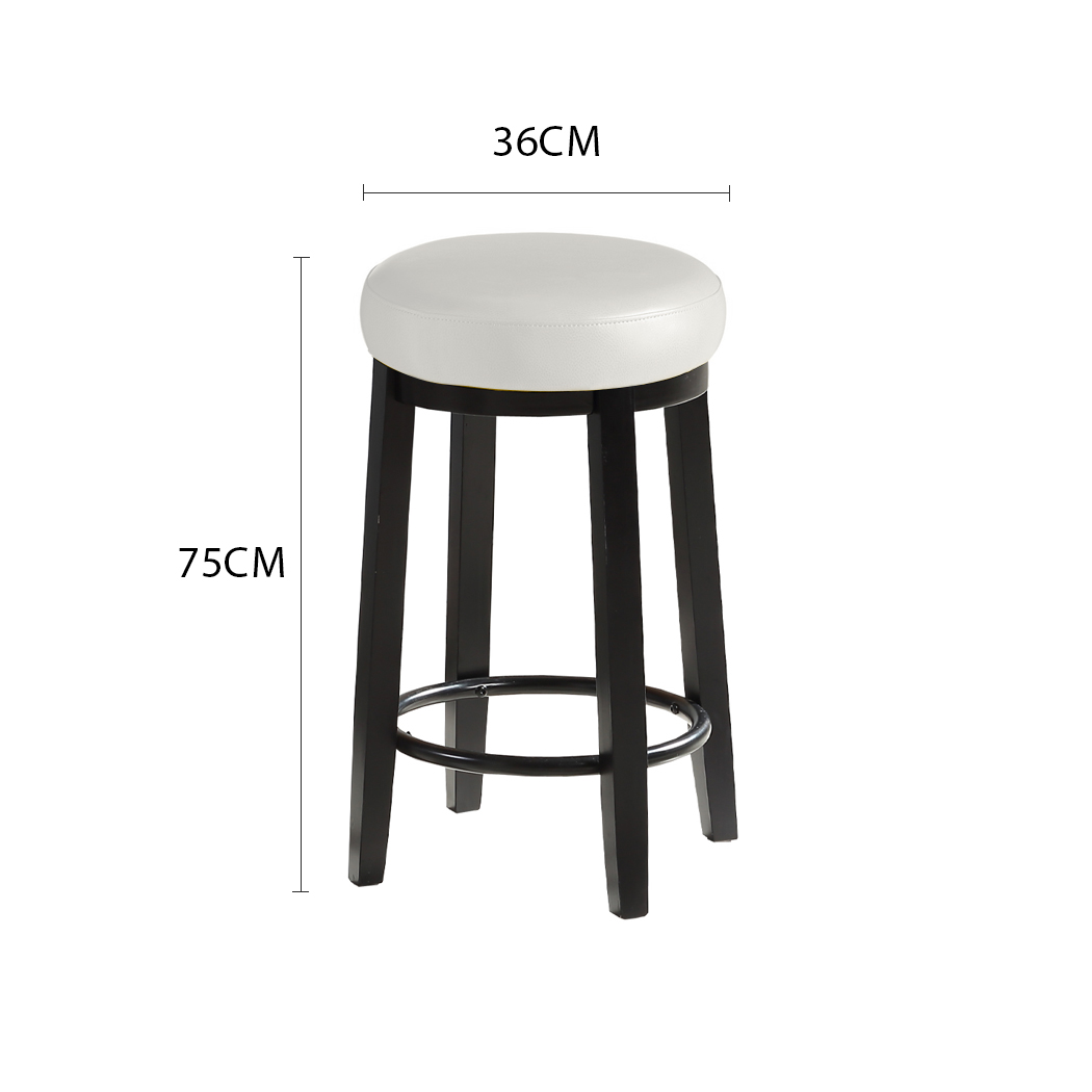 2x Levede 75cm Swivel Bar Stool Kitchen Stool Wood Barstools Dining Chair Cream