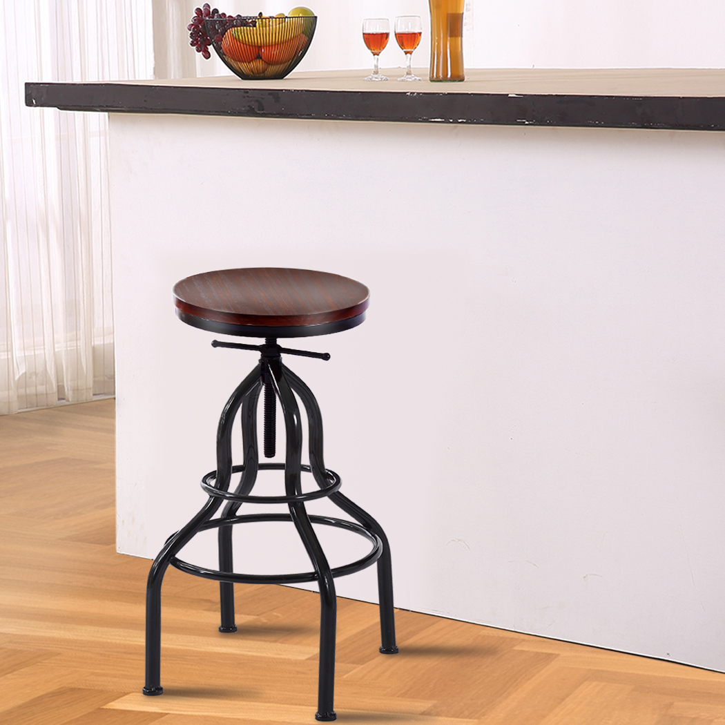Levede 2x Industrial Bar Stools Kitchen Stool Counter Wooden Barstools Swivel