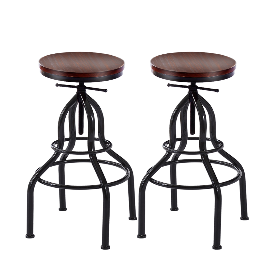 Levede 1x/2x/4x Bar Stool Barstools Kitchen Wooden PU Industrial Swivel Chair - Picture 55 of 74