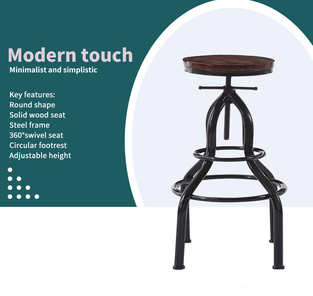 Levede 1x/2x/4x Bar Stool Barstools Kitchen Wooden PU Industrial Swivel Chair - Picture 56 of 74