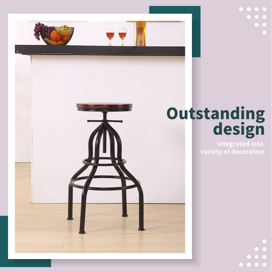 Levede 1x/2x/4x Bar Stool Barstools Kitchen Wooden PU Industrial Swivel Chair - Picture 57 of 74