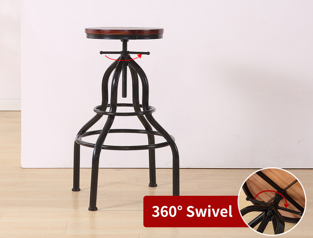 Levede 1x/2x/4x Bar Stool Barstools Kitchen Wooden PU Industrial Swivel Chair - Picture 59 of 74