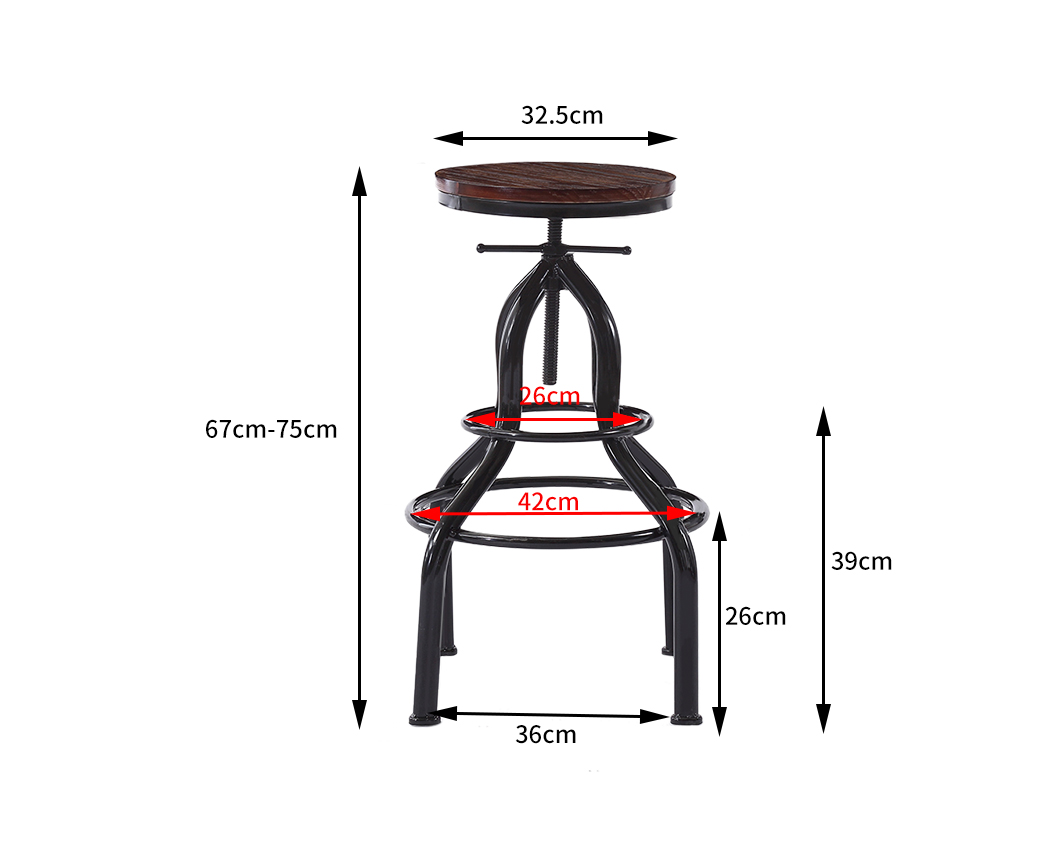 Levede 1x/2x/4x Bar Stool Barstools Kitchen Wooden PU Industrial Swivel Chair - Picture 62 of 74