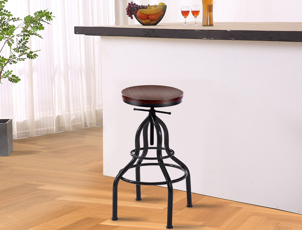 Levede 1x/2x/4x Bar Stool Barstools Kitchen Wooden PU Industrial Swivel Chair - Picture 63 of 74