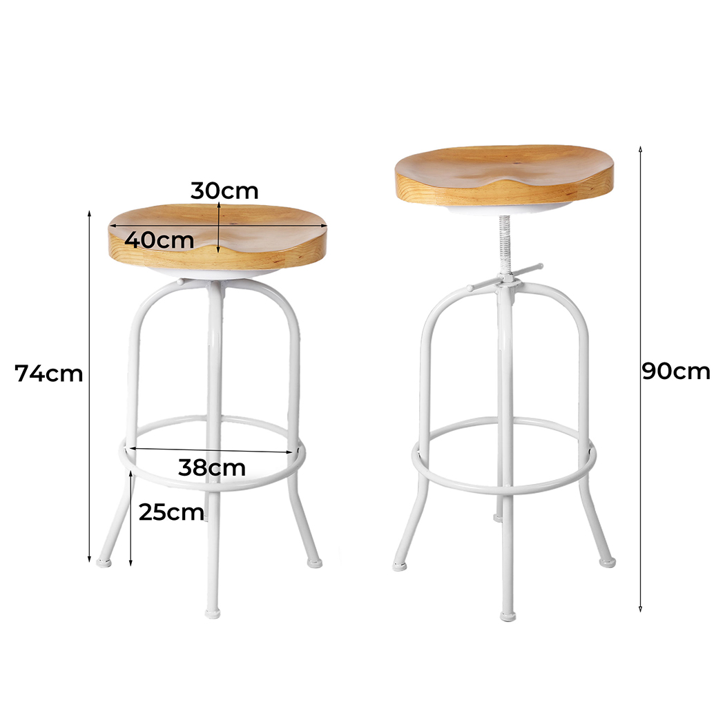 Levede 1x Industrial Bar Stool Kitchen Tractor Stool Solid Wooden Barstools