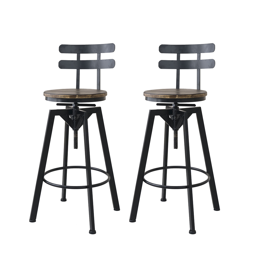 TopSellers-Brown Adjustable Bar Stool - 360 Swivel Kitchen Counter Height