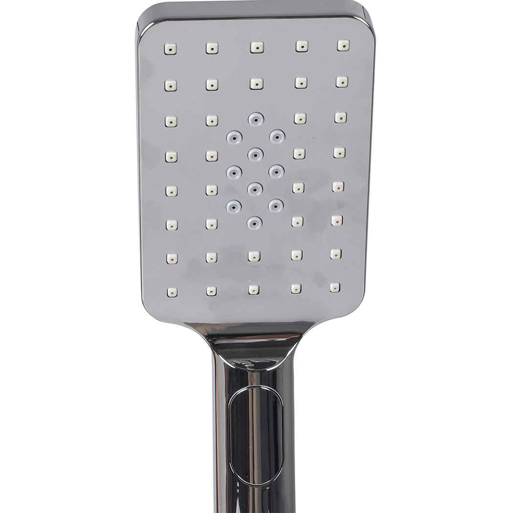 Shower Head Set Rain Silver Square Brass Taps Mixer Handheld High Pressure 8"