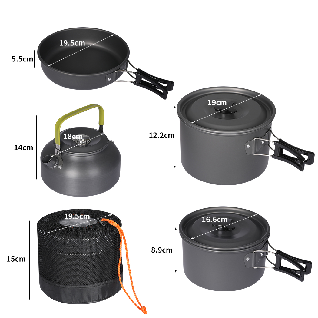 Toque 16Pcs Camping Cookware Set Outdoor Hiking Cooking Pot Pan Portable Picnic