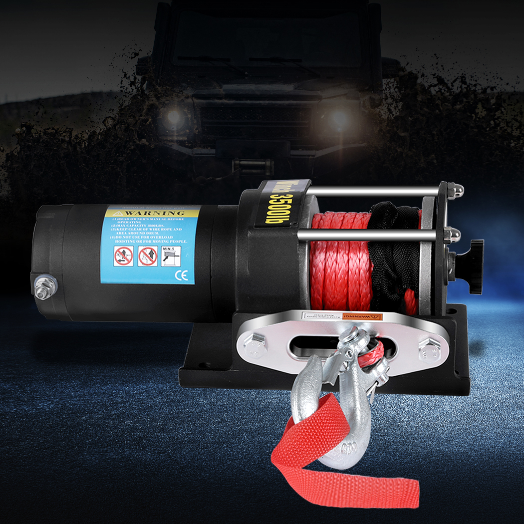 Manan 12V Electric Winch 4WD 3500LB Car Recovery Synthetic Rope Wireless Remote