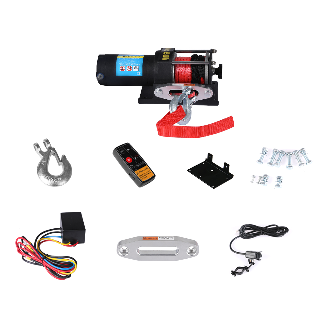 Manan 12V Electric Winch 4WD 3500LB Car Recovery Synthetic Rope Wireless Remote