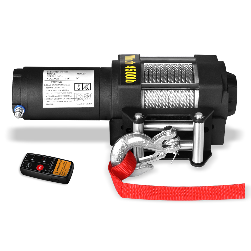 TopSellers-Electric Winch 4500LBS - Heavy Duty 12V Offroad Towing Rescue