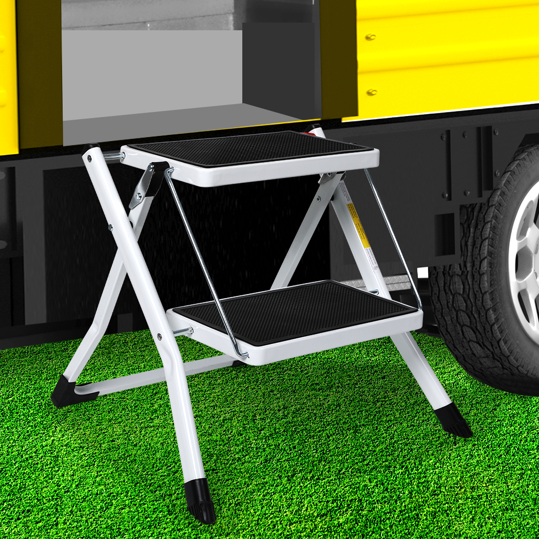 Manan Folding Caravan Steps Double Portable Steady Stool Ladder rv Accessories