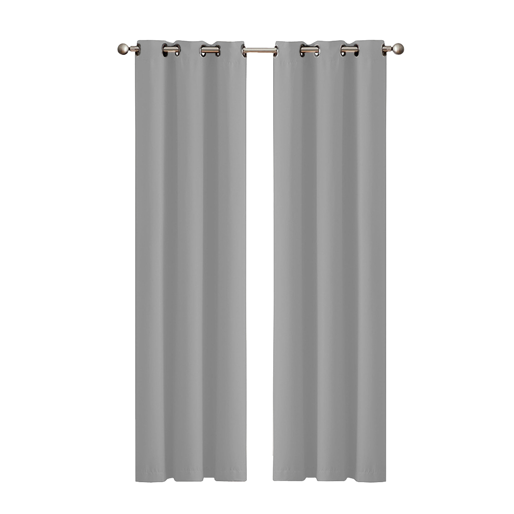 TopSellers-2 Blockout Curtain Panels Grey - Noise Insulation & Easy Care Decor