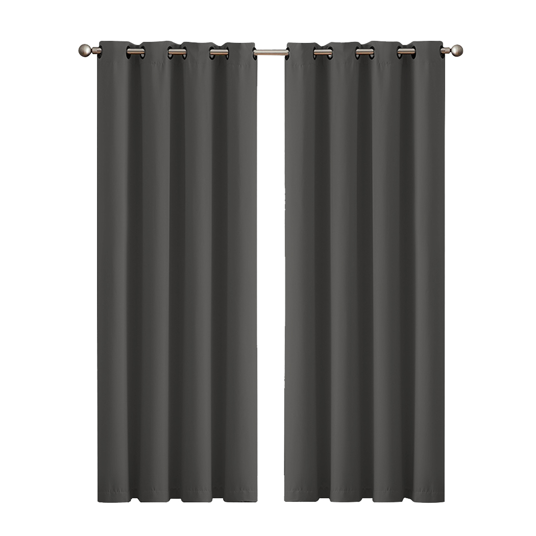 TopSellers-Charcoal Blockout Curtains 132x160 - 3 Layers Noise Insulation