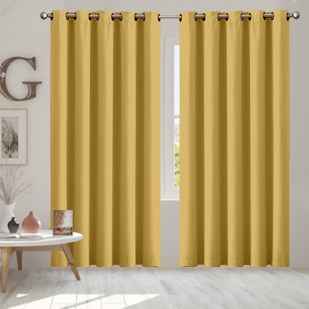 2X Blockout Curtains Blackout Window Curtain Draperies Pair Eyelet Bedroom Decor - Picture 371 of 466