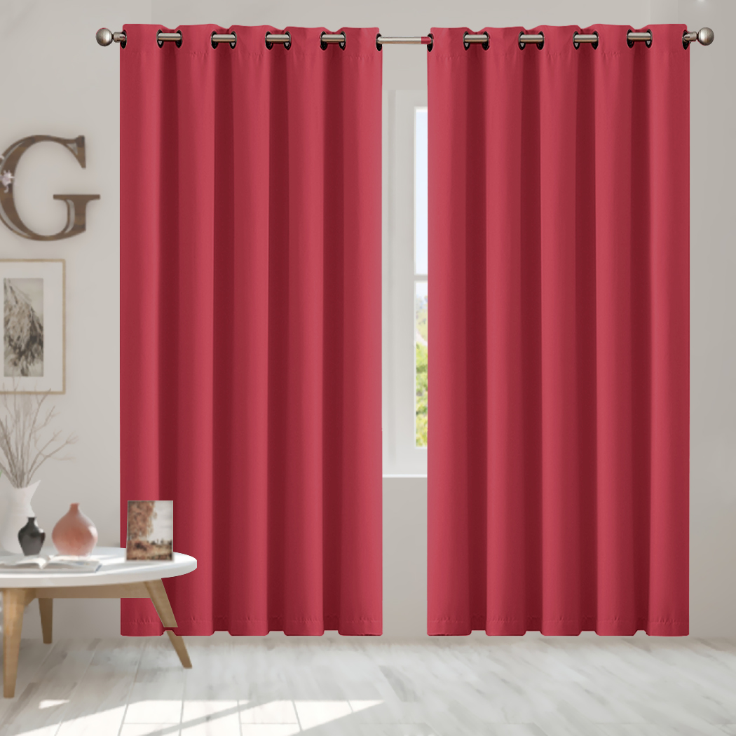2X Blockout Curtains Blackout Window Curtain Draperies Pair Eyelet Bedroom Decor - Picture 443 of 466