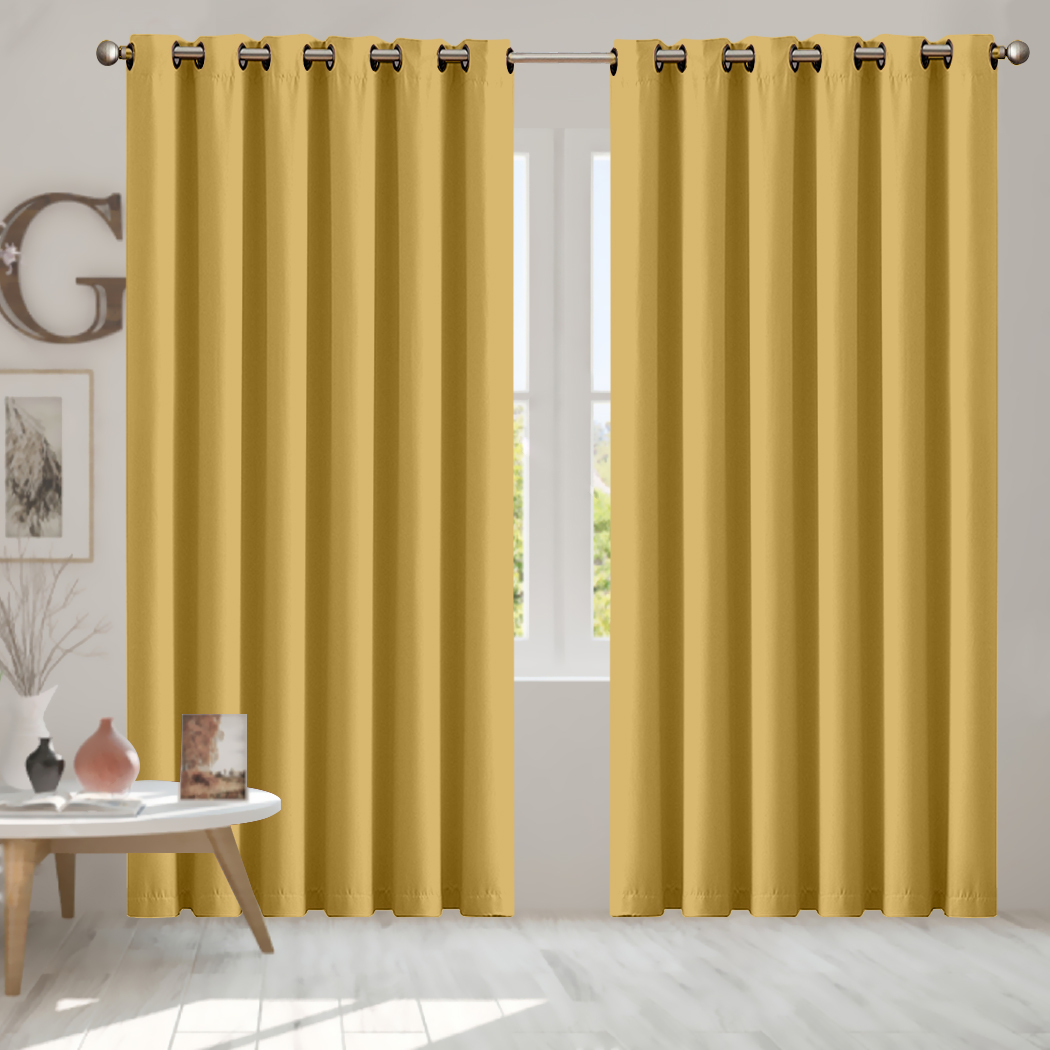 2X Blockout Curtains Blackout Window Curtain Draperies Pair Eyelet Bedroom Decor - Picture 383 of 466