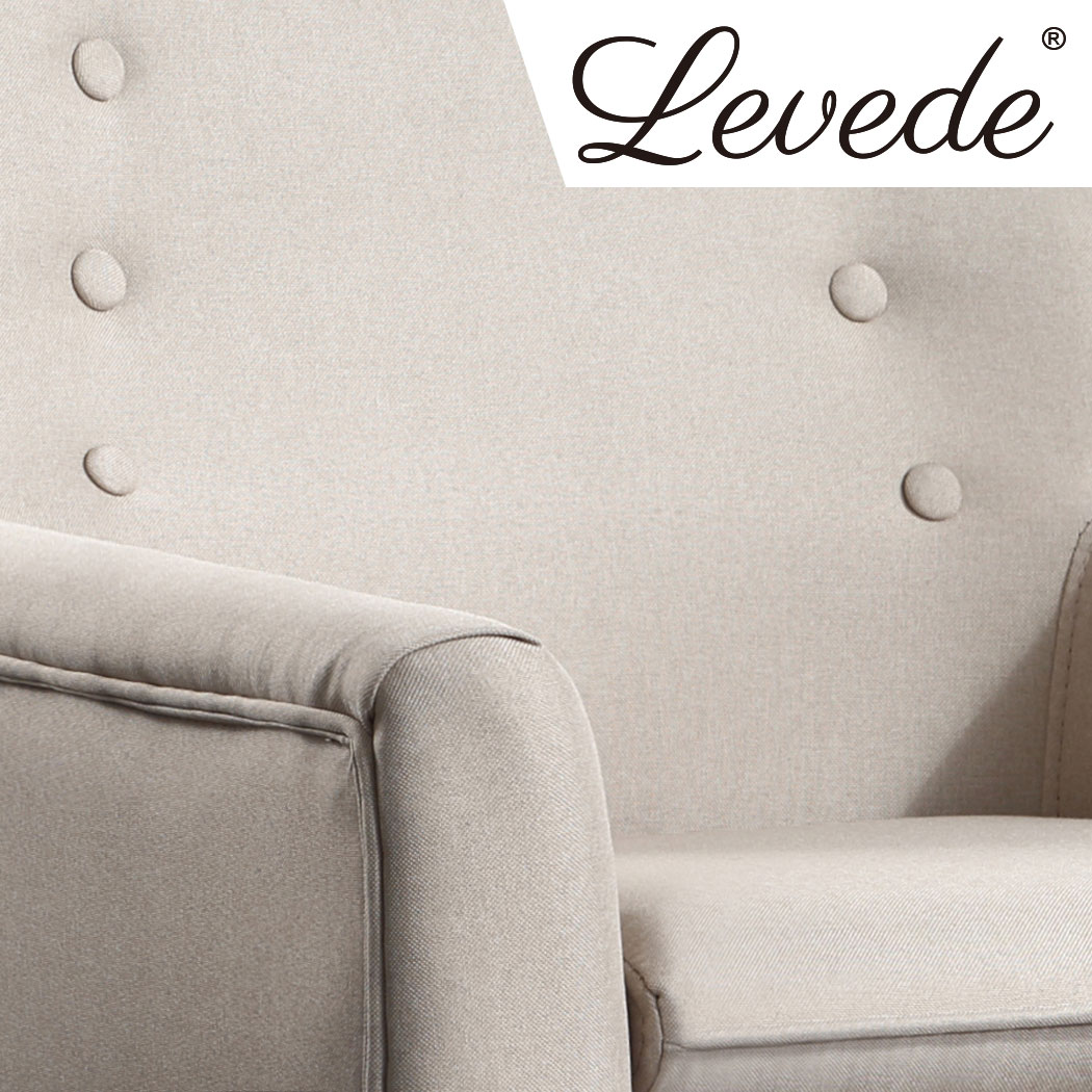 Levede Armchair Accent Sofa Lounge Chairs Upholstered Tub Chair Fabric Beige