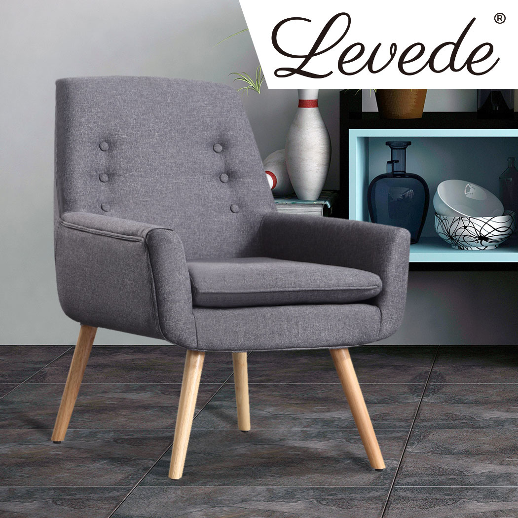 Levede Armchair Accent Sofa Lounge Chairs Upholstered Tub Chair Fabric Grey