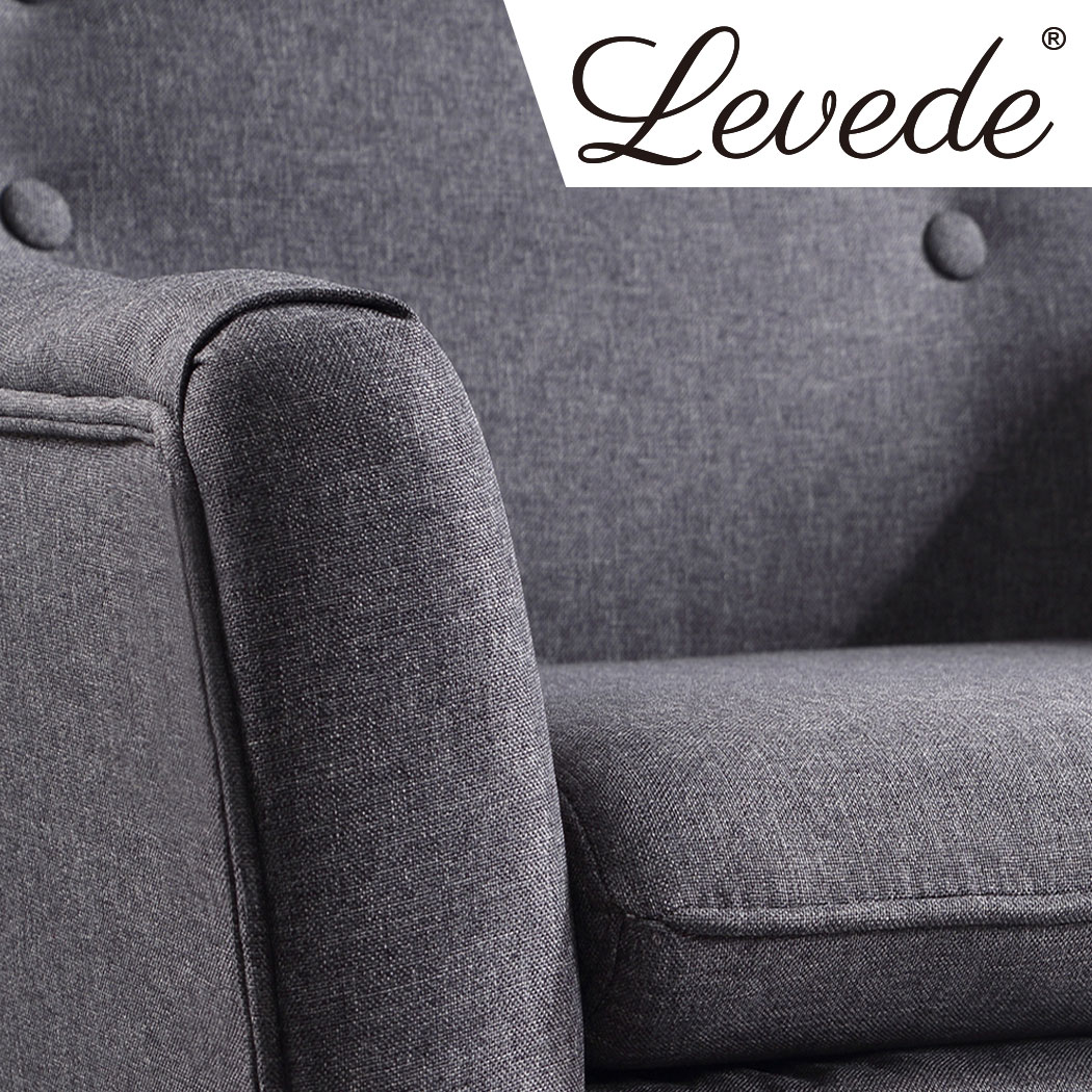 Levede Armchair Accent Sofa Lounge Chairs Upholstered Tub Chair Fabric Grey