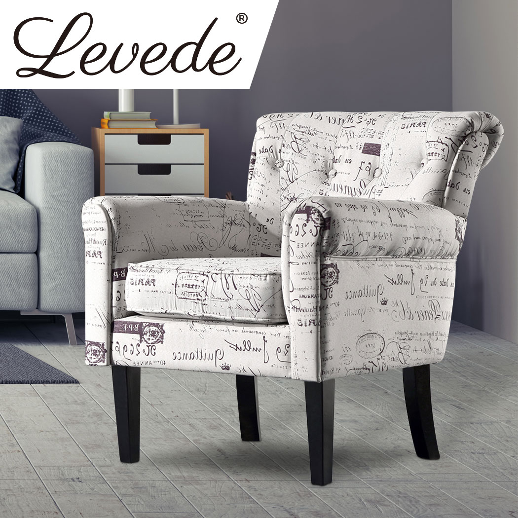 Levede Armchair Luxury Upholstered Couch Lounge Accent Chair Sofa Padded Fabric