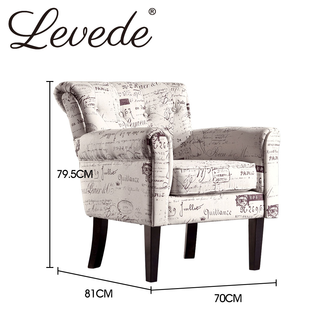 Levede Armchair Luxury Upholstered Couch Lounge Accent Chair Sofa Padded Fabric