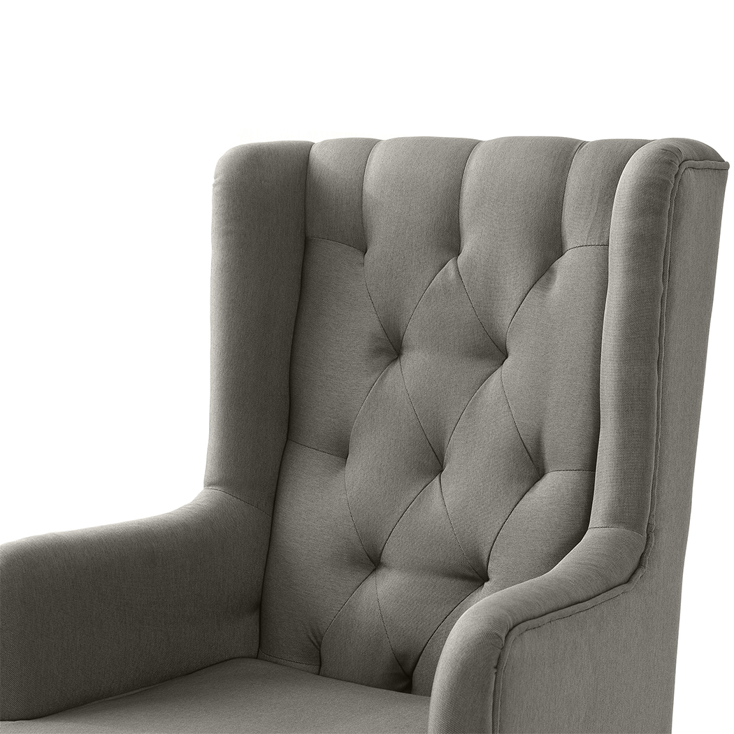 Levede Rocking Chair Armchair Nursing Chair Baby Feeding Lounge Sofa Fabric Grey