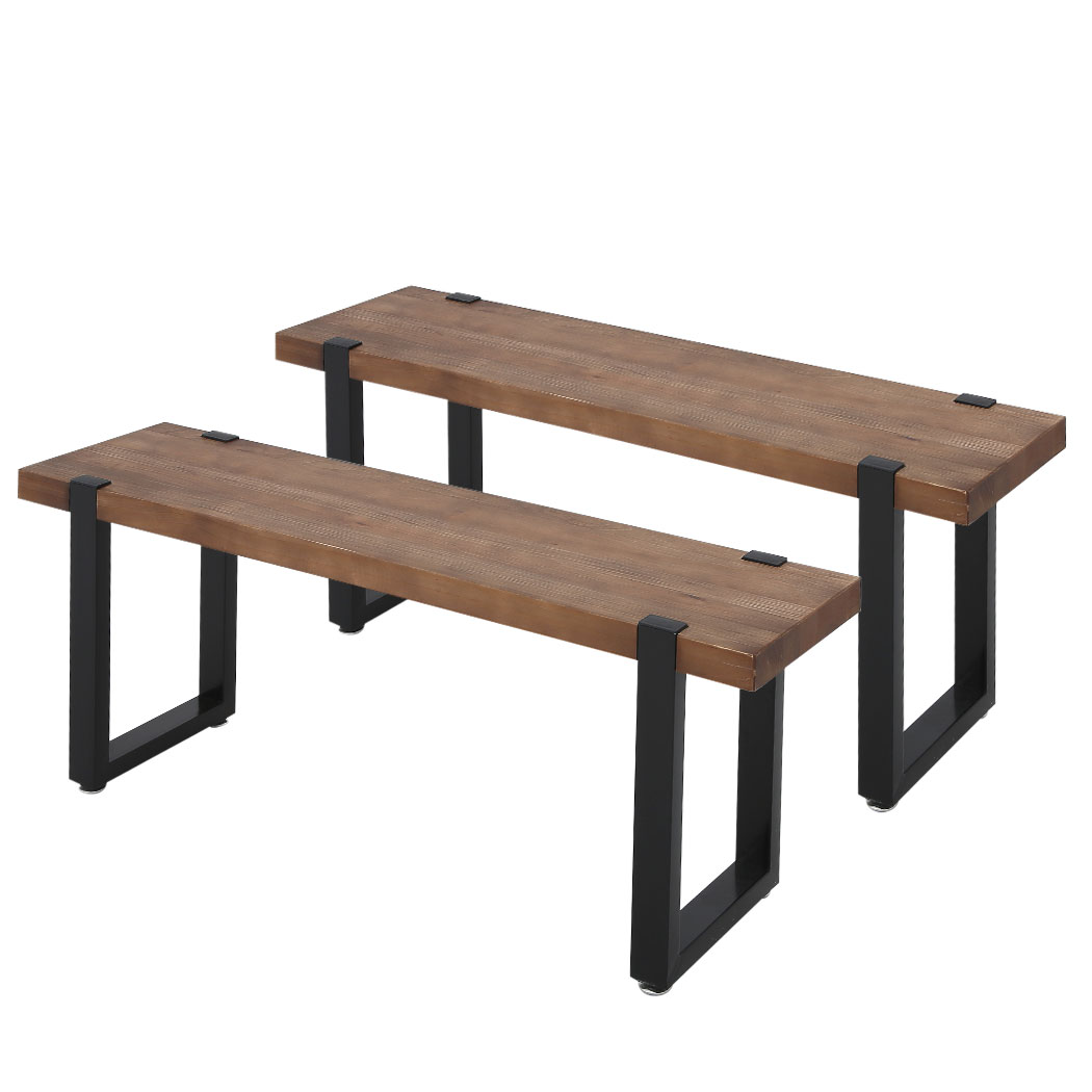 TopSellers-Wooden Dining Bench Set Brown - Space Saving & Easy Clean 140cm