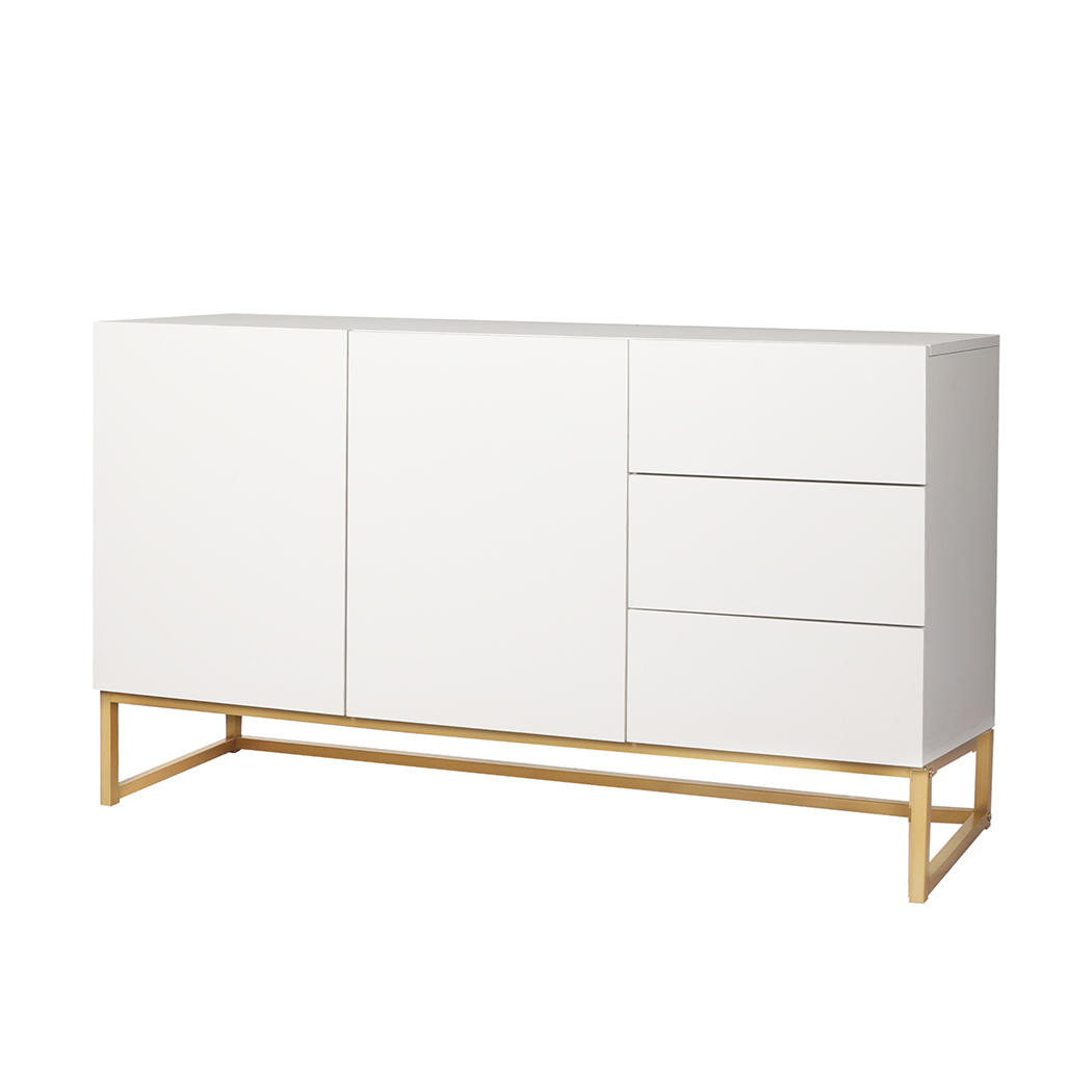 TopSellers-Modern White Storage Cabinet - Stylish 138cm Sideboard Decor