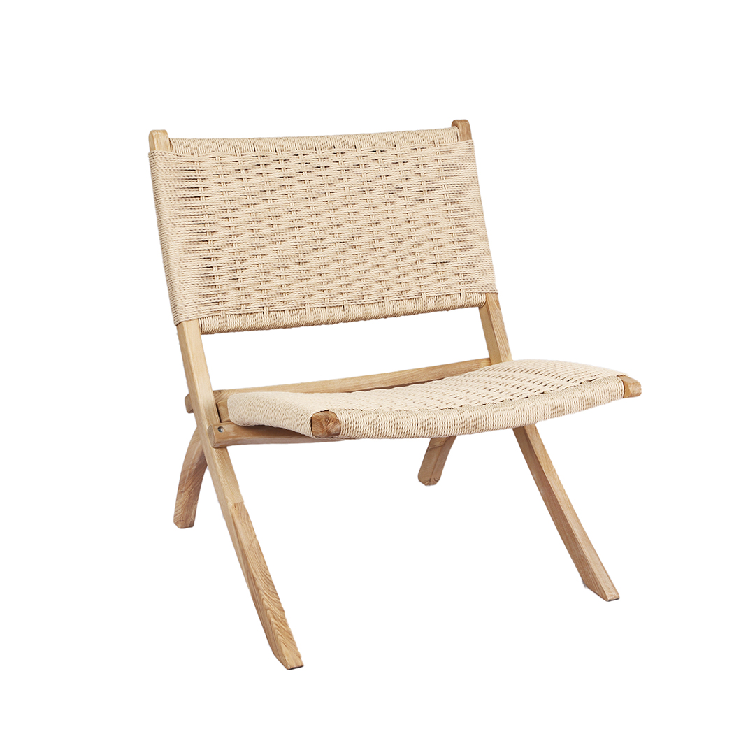 TopSellers-Natural Foldable Accent Chair - Comfortable Wooden Design  100kg