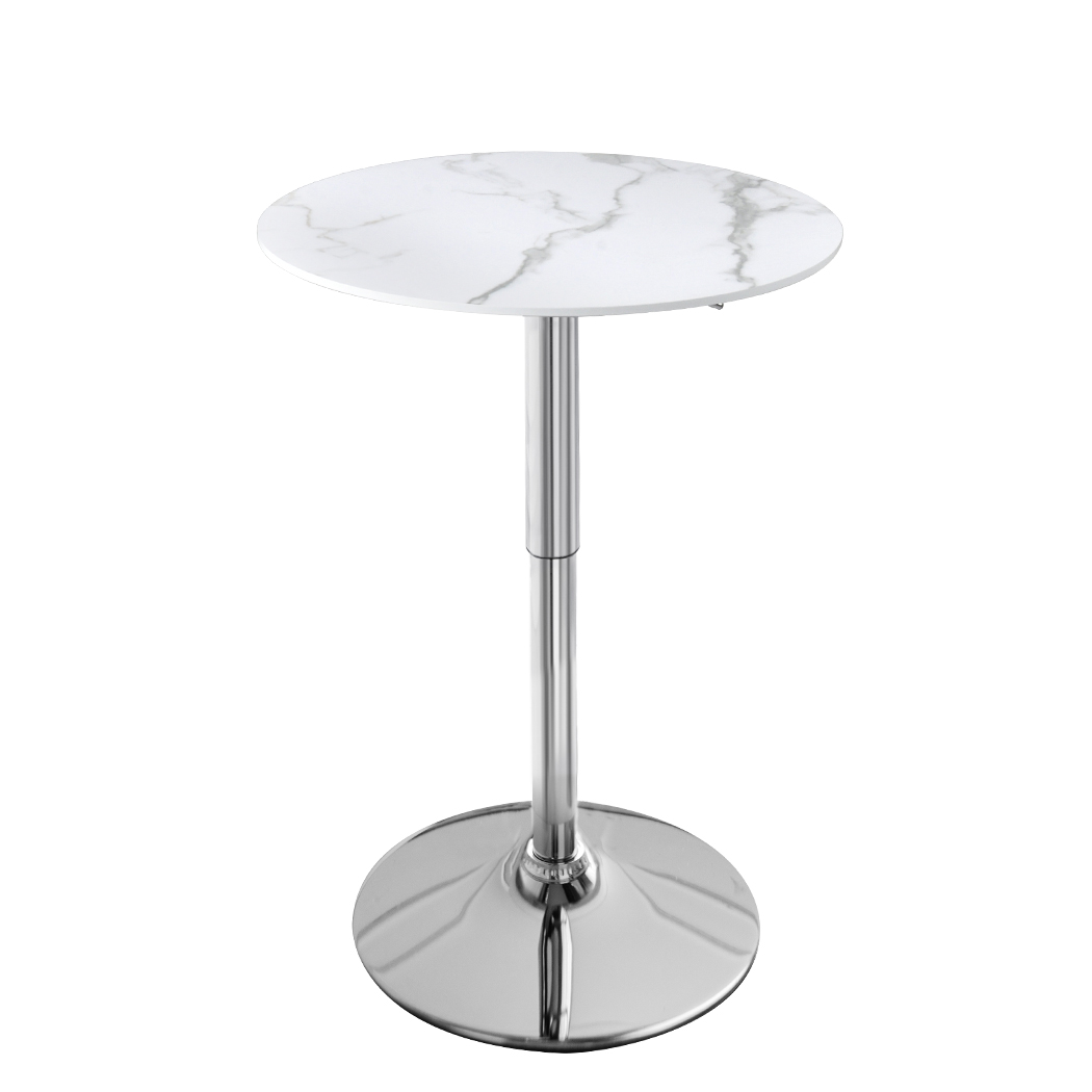 TopSellers-Adjustable Bar Table White - 60cm Swivel Gas Lift for Indoor & Outdoor