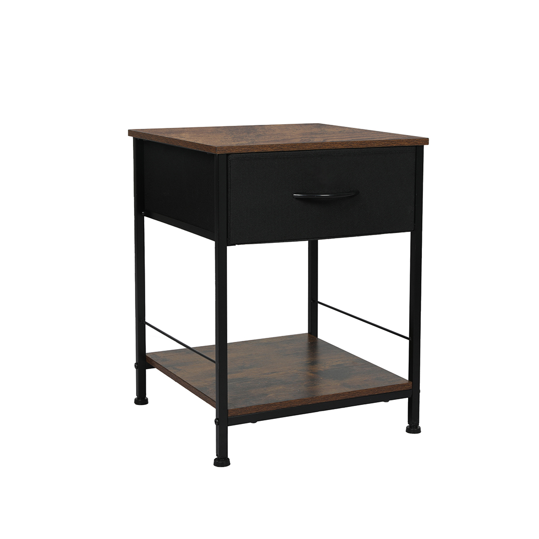 TopSellers-Stylish Black Bedside Table - Durable MDF & Steel Frame Design