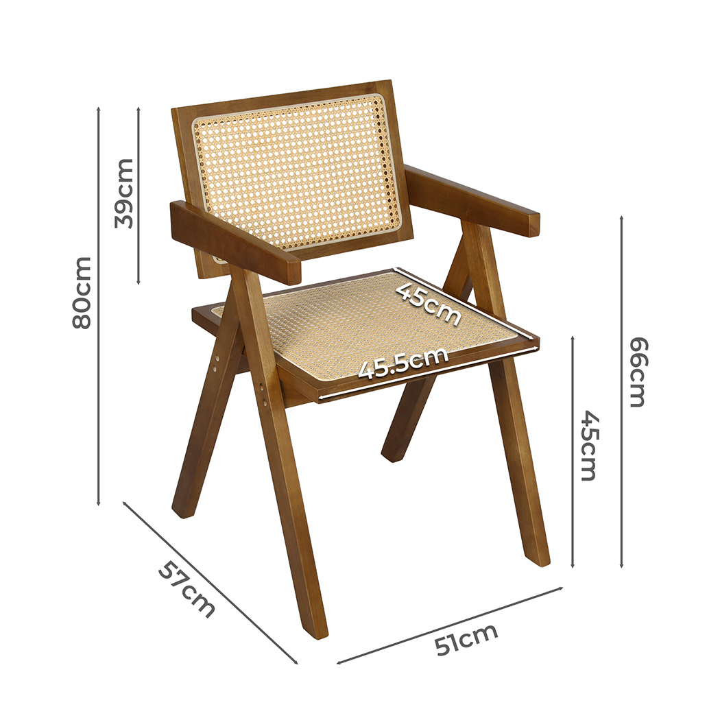 Levede 1x/2xDining Chair Armchair Wicker Wooden Chairs Rattan Accent Lounge Seat - Picture 44 of 53