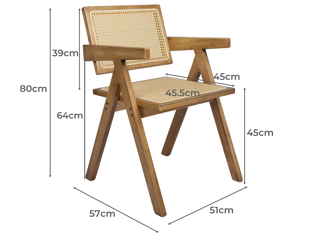 Levede 1x/2xDining Chair Armchair Wicker Wooden Chairs Rattan Accent Lounge Seat - Picture 22 of 53