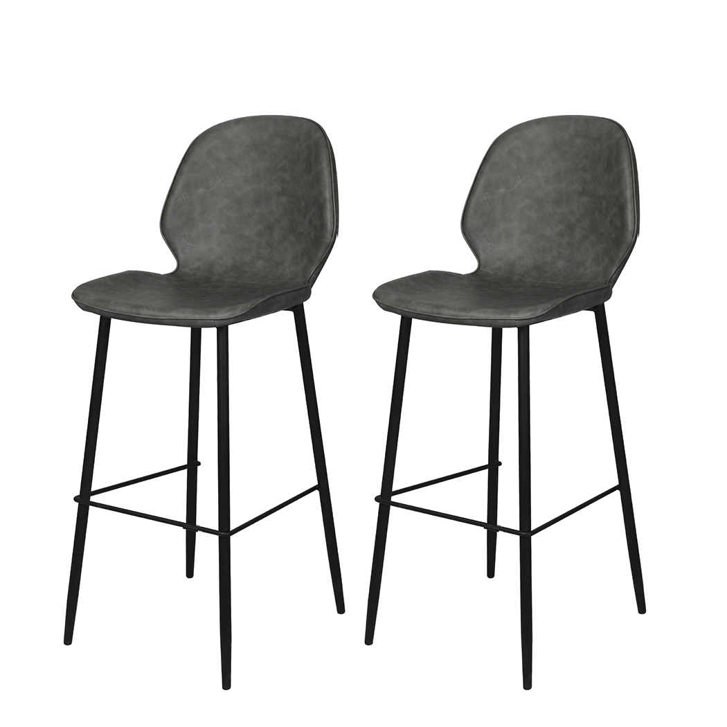 TopSellers-Bar Stool Set Grey - 75cm High Backrest  Waterproof & Easy Clean