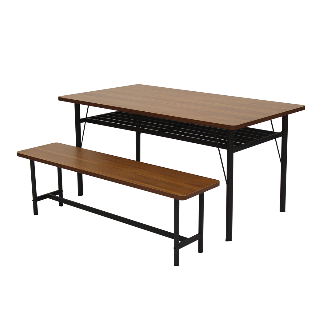 TopSellers-Dining Table Set - Brown MDF Steel 4-6 Seater for Easy Clean