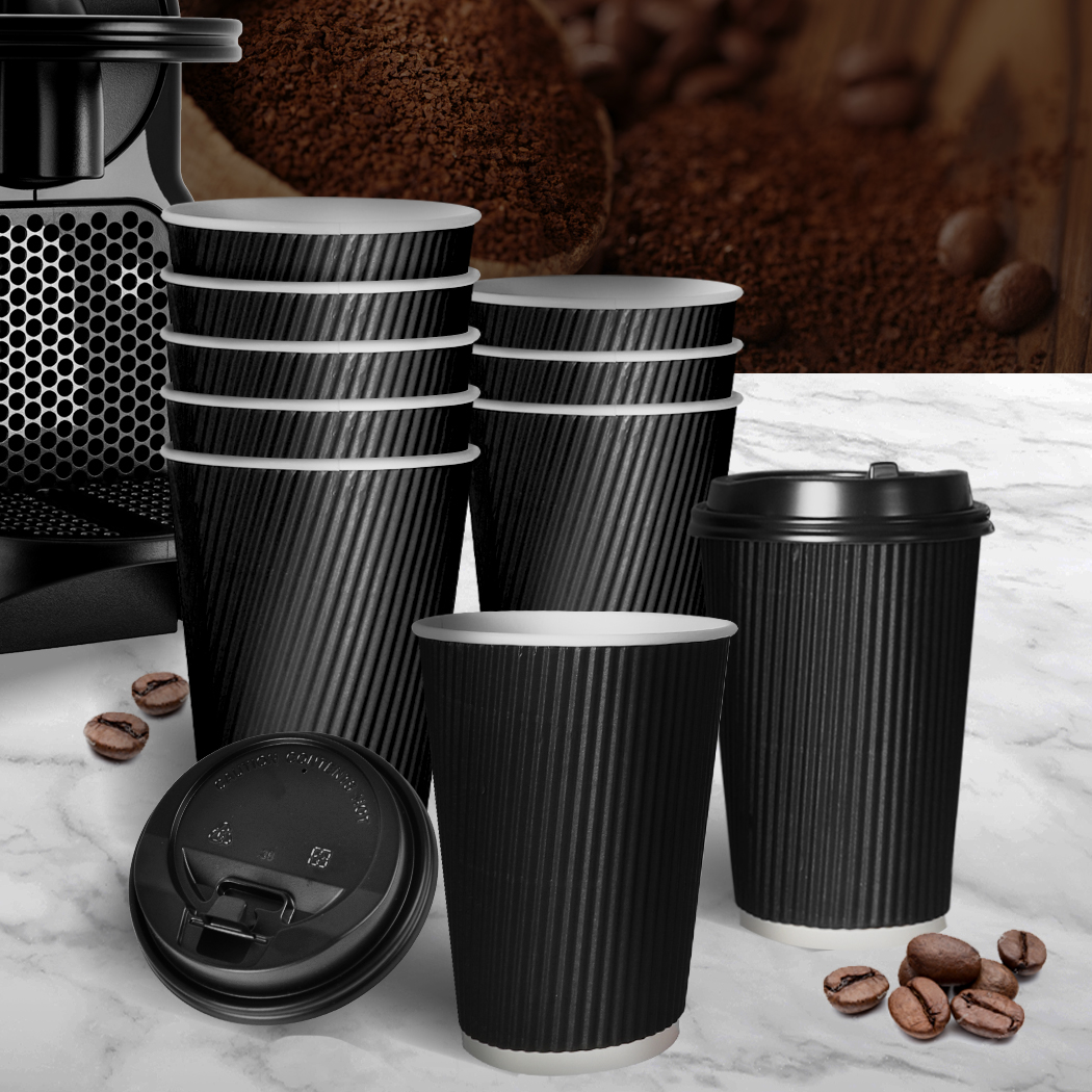 Disposable Coffee Cups With Lids 8OZ 12OZ 16OZ Thicken Paper Takeaway BPA Free - Picture 16 of 247