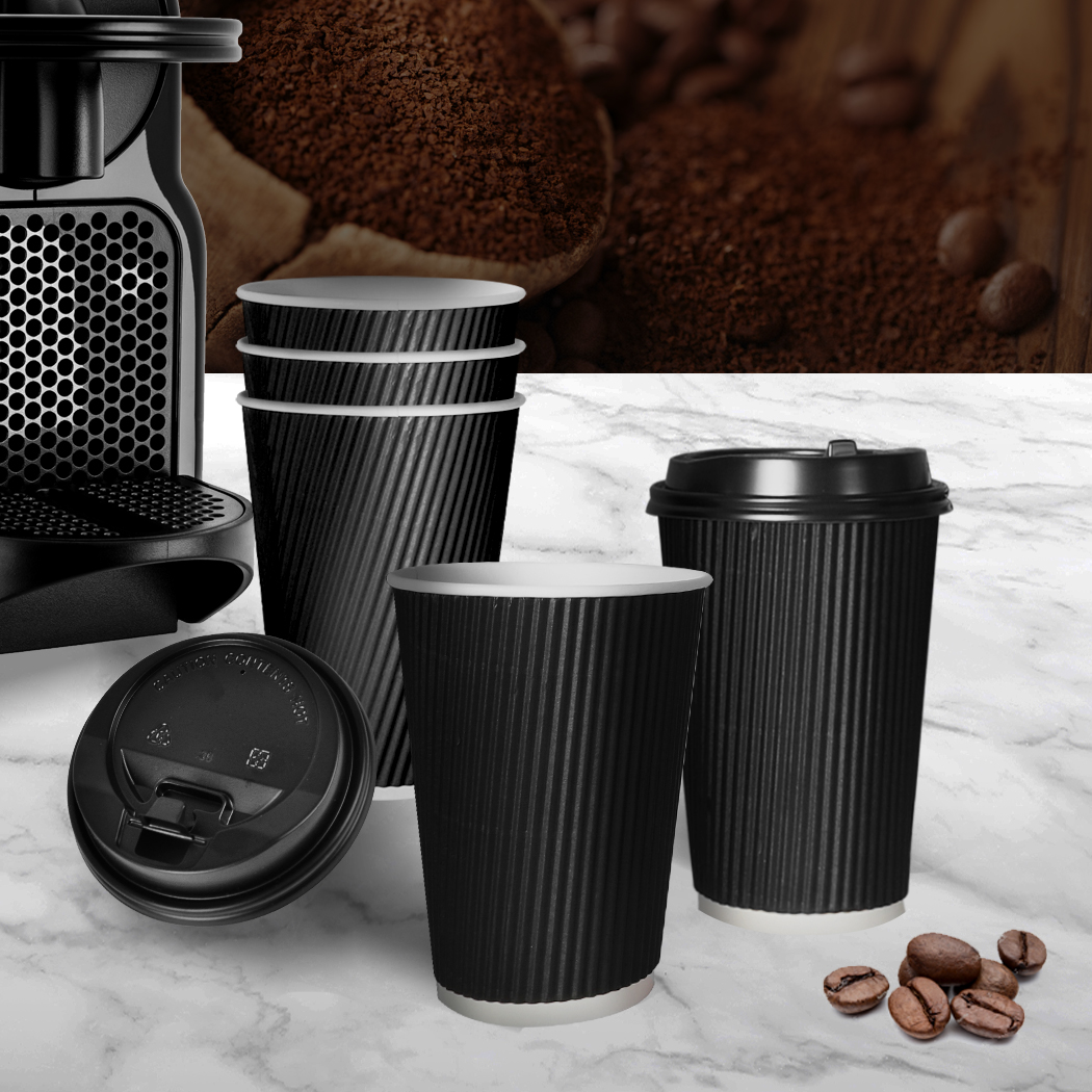 Disposable Coffee Cups With Lids 8OZ 12OZ 16OZ Thicken Paper Takeaway BPA Free - Picture 40 of 247