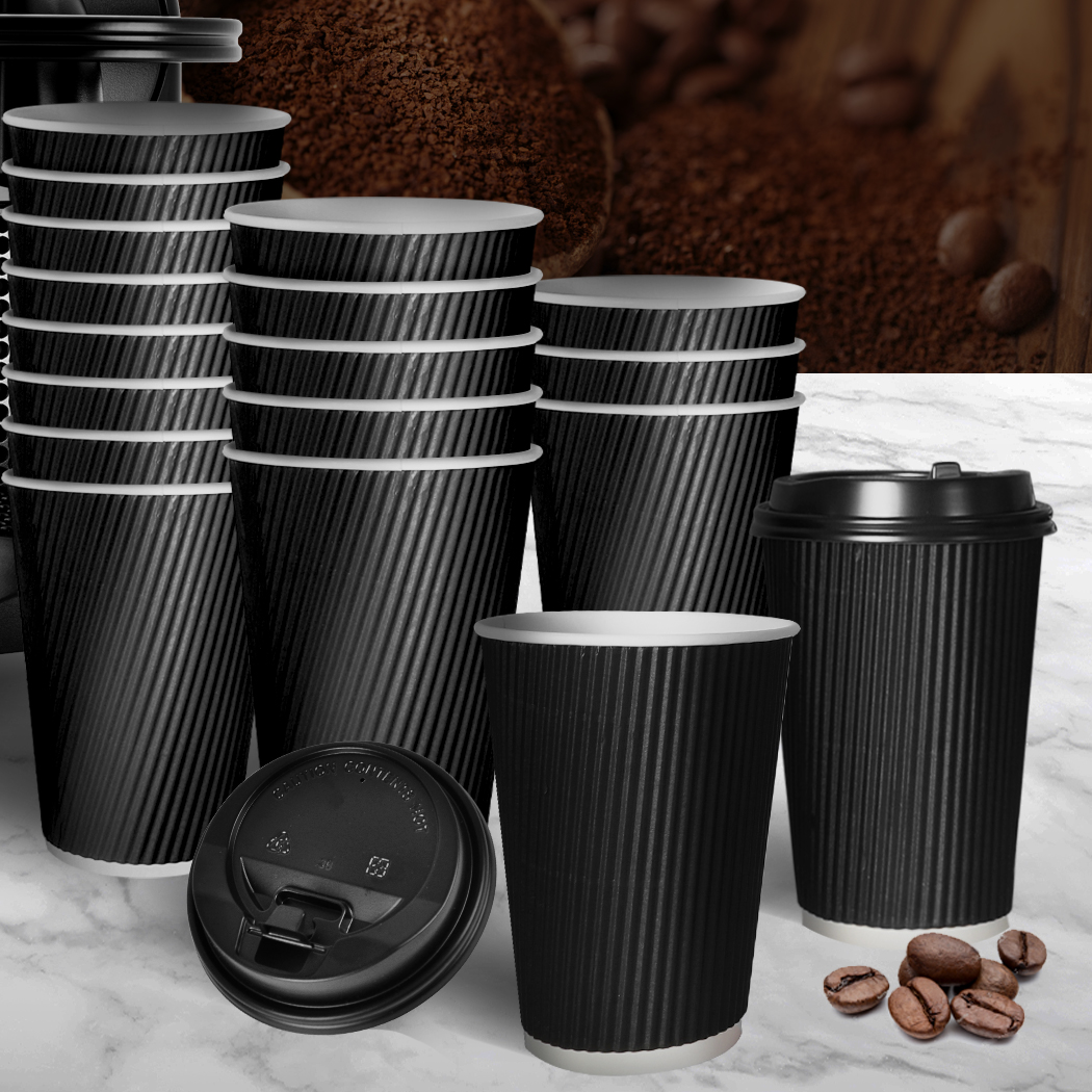 Disposable Coffee Cups With Lids 8OZ 12OZ 16OZ Thicken Paper Takeaway BPA Free - Picture 88 of 247