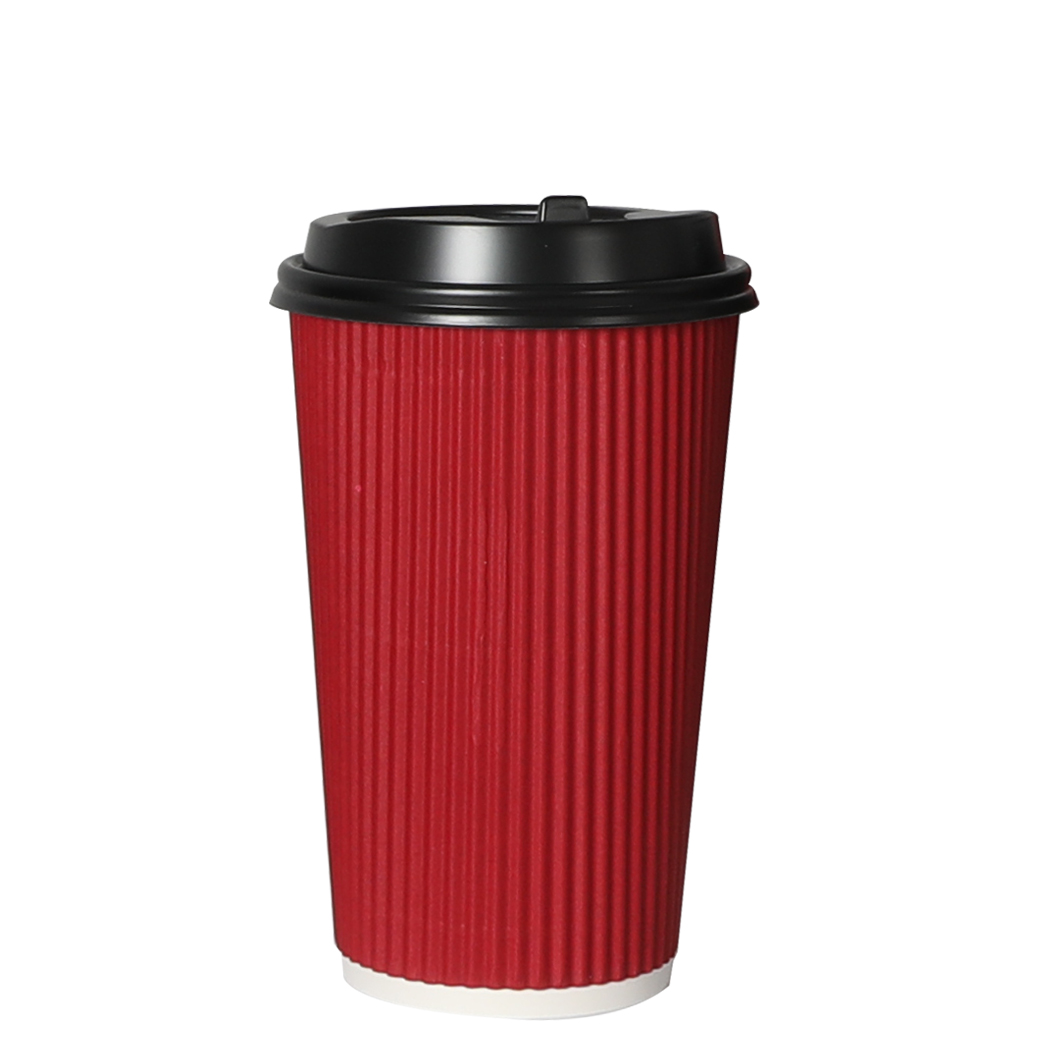 TopSellers-500 Pcs 16oz Disposable Coffee Cups - Red  Waterproof & Leakproof