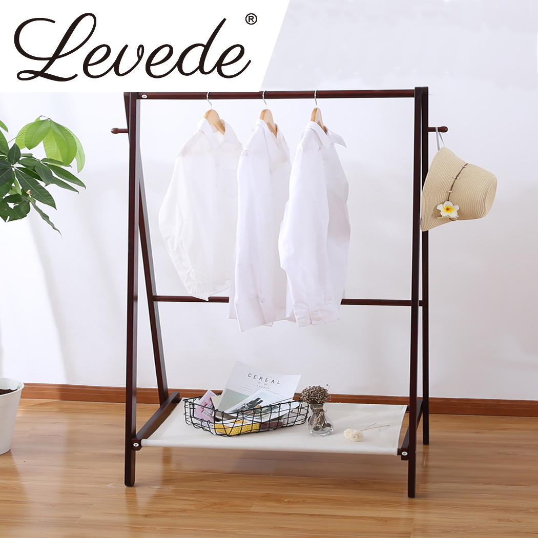 Levede Clothes Rack Stand Garment Hanger Rail Foldable Wooden Organiser Closet