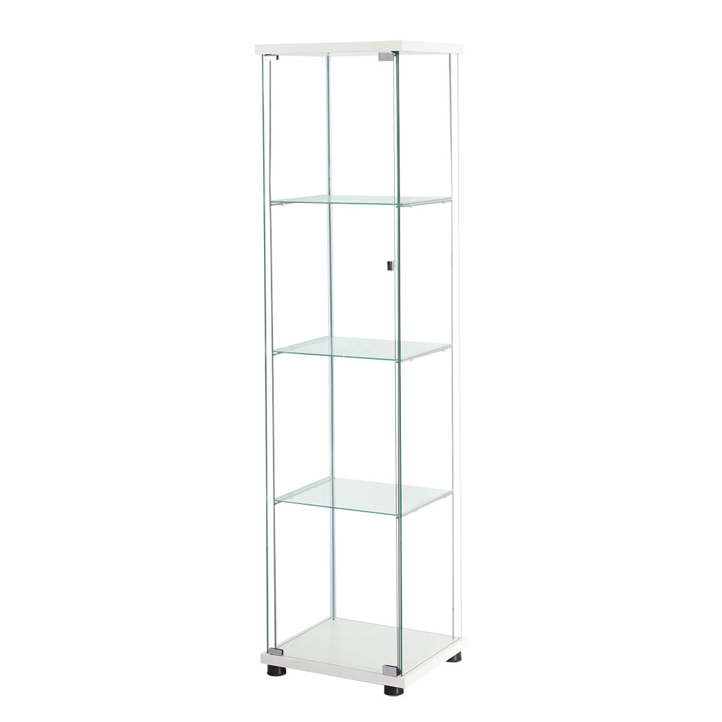 TopSellers-Glass Display Cabinet White - 4 Tier Tempered Glass Showcase